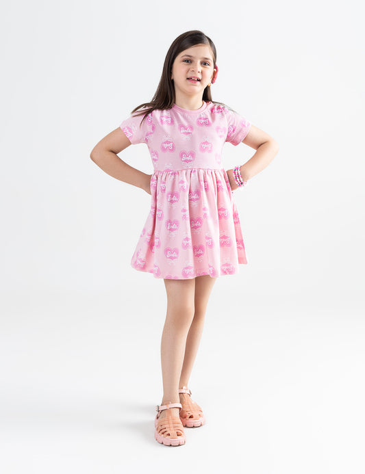 ALLOVER BARBIE PRINTED DRESS