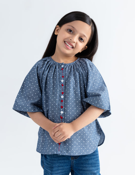 ALLOVER HEART PRINTED TOP