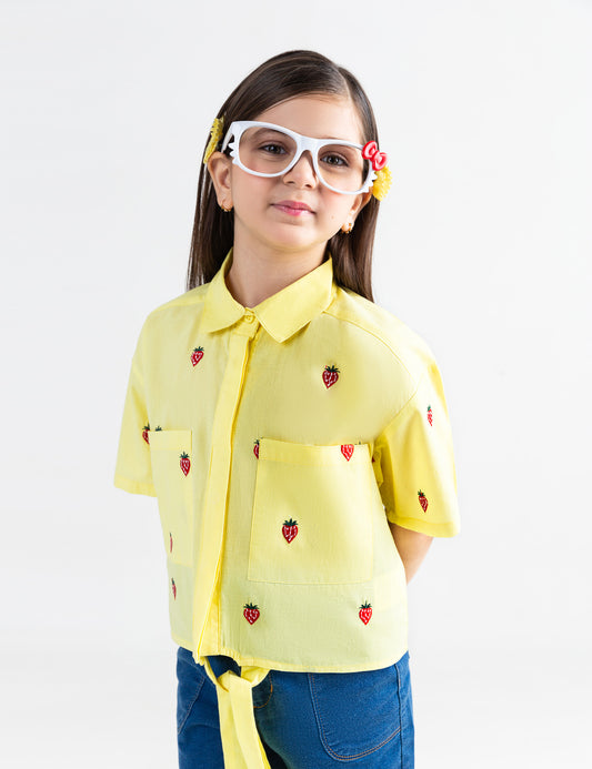 EMBROIDERED BUTTON DOWN TOP