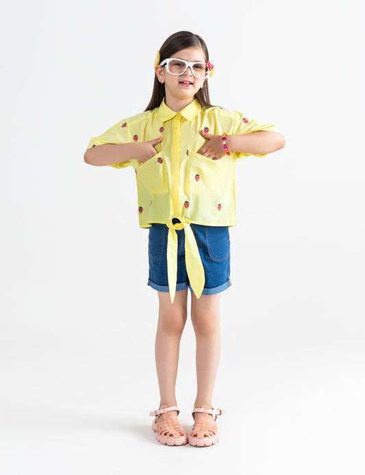 EMBROIDERED BUTTON DOWN TOP