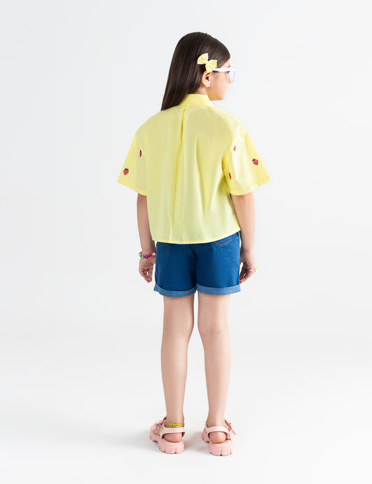 EMBROIDERED BUTTON DOWN TOP