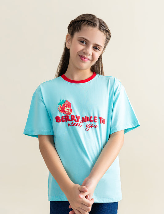 BERRY NICE TO MEET YOU PRINTED T-SHIRT