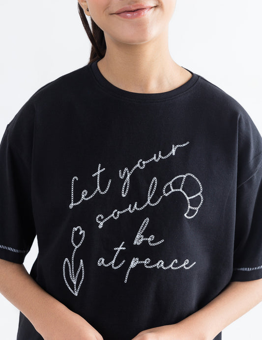 LET YOUR SOUL BE AT PEACE EMBROIDERED T-SHIRT