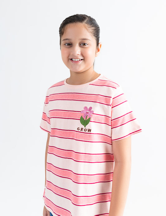 FLORAL EMBROIDERED T-SHIRT FOR GIRLS