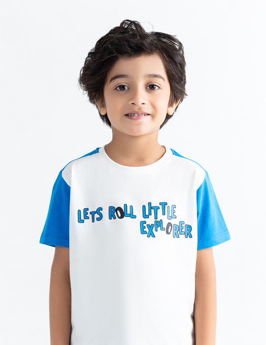 LET'S ROLL LITTLE EXPLORER PRINTED T-SHIRT
