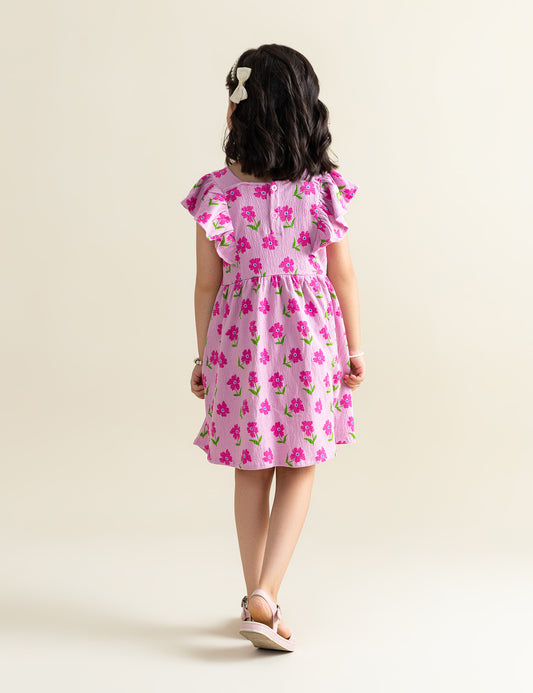 FLORAL PRINTED DRESS FOR LITTLE GIRLS
