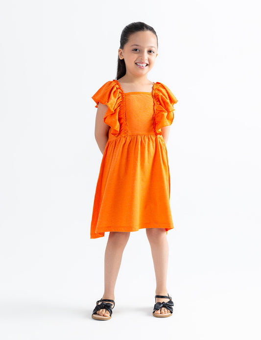 RUFFLED SLEEVES DRESS
