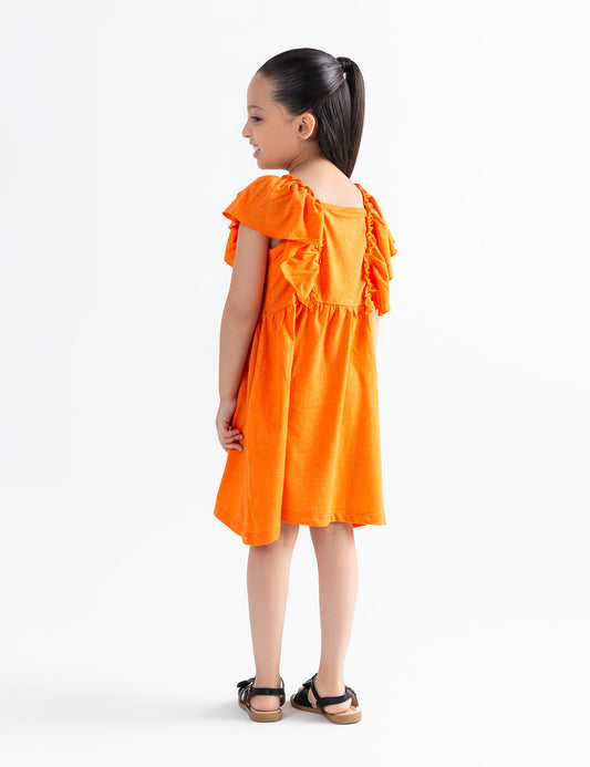 RUFFLED SLEEVES DRESS