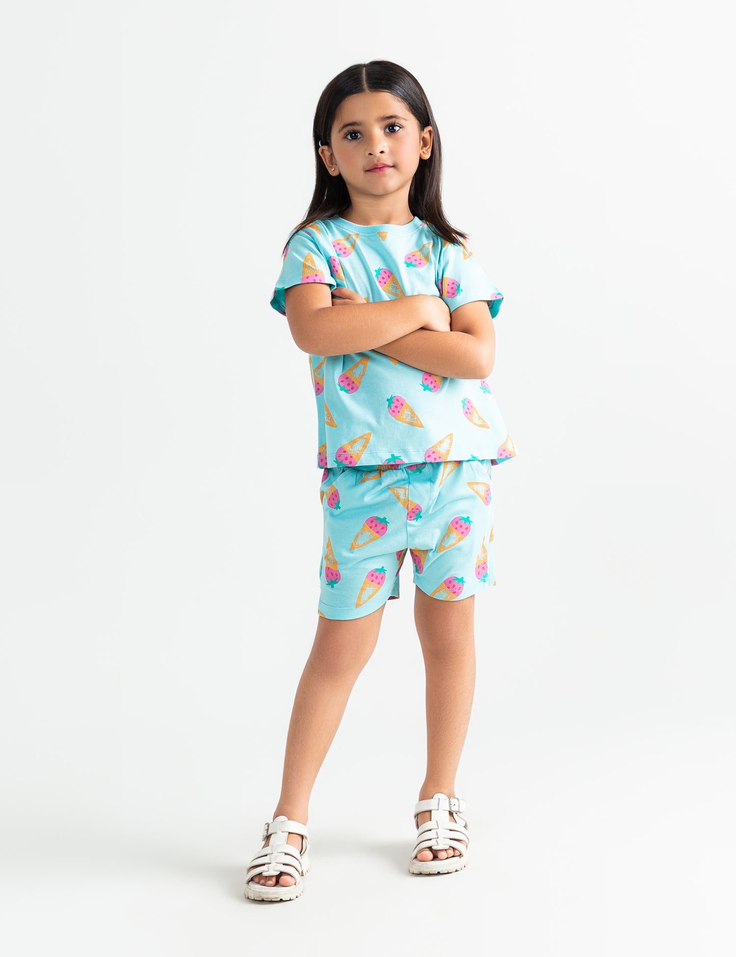 2 PIECE ALLOVER STRAWBERRY PRINTED SUIT