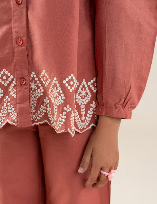 2 PIECE FLORAL EMBROIDERED SUIT