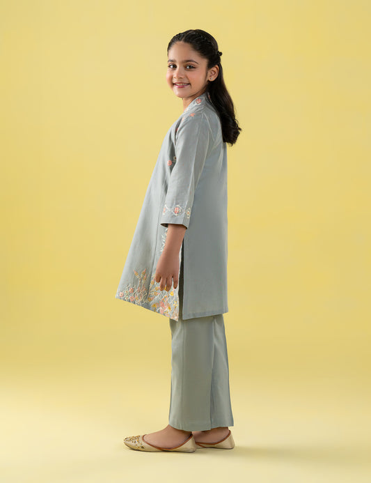 2 PIECE PLEATED NECKLINE SUIT