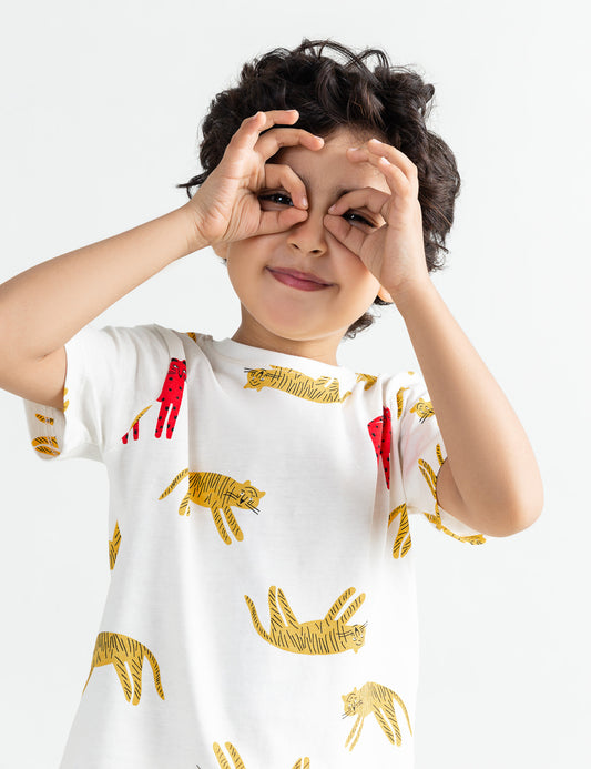 2 PIECE ALLOVER TIGER PRINTED SUIT