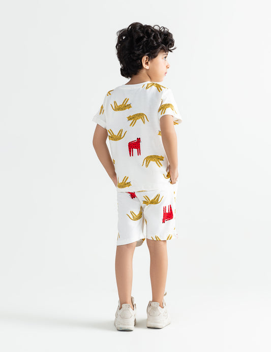 2 PIECE ALLOVER TIGER PRINTED SUIT