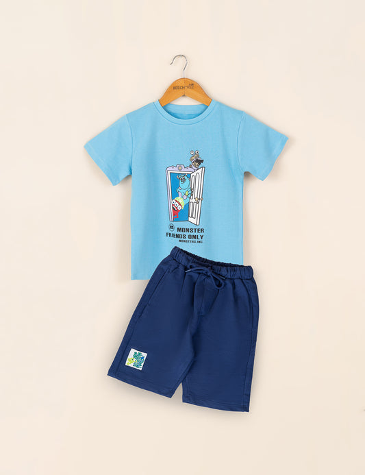 2 PIECE MONSTER FRIENDS ONLY PRINTED SUIT