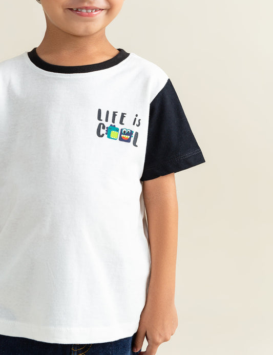 LIFE IS COOL PRINTED T-SHIRT