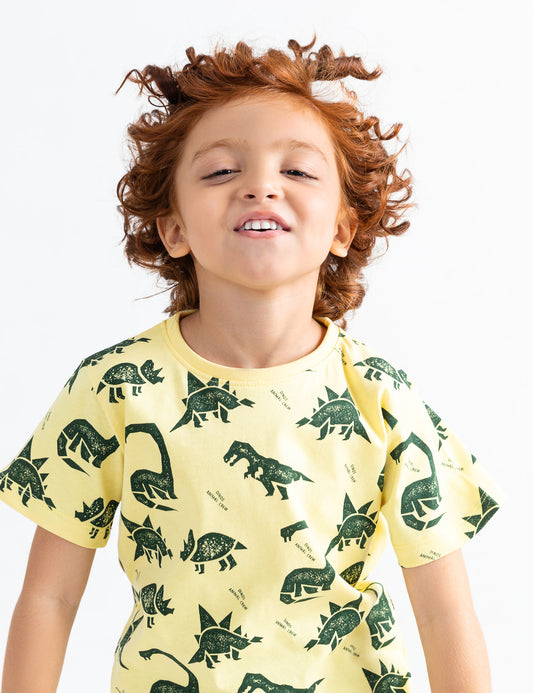 ALLOVER DINO'S ANIMAL CREW PRINTED T-SHIRT