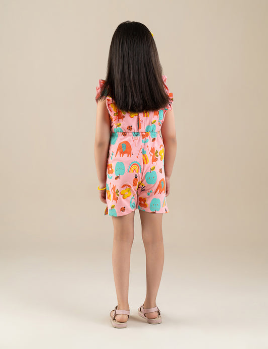 ANIMAL AND FRUIT PRINTED JUMPSUIT