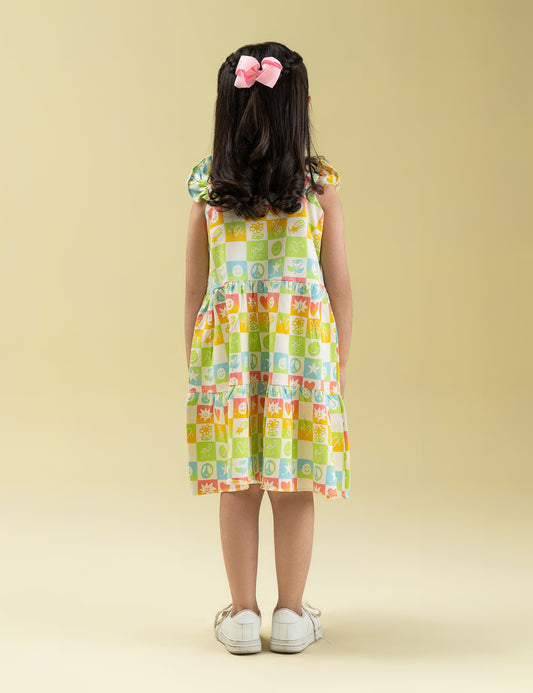PRINTED TIERED DRESS