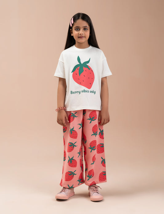 2 PIECE STRAWBERRY PRINTED SUIT