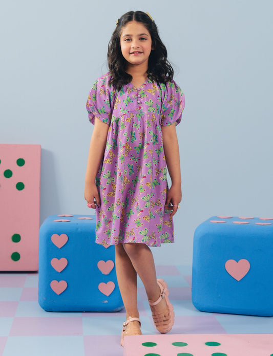 BUTTERFLY PRINTED DRESS