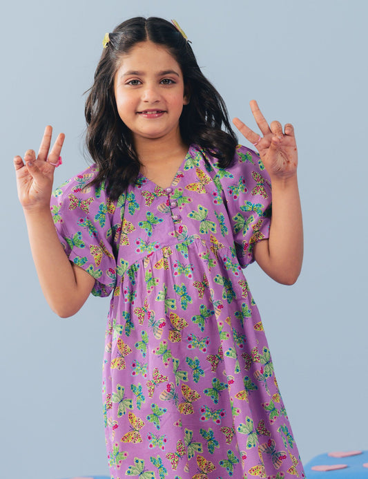 BUTTERFLY PRINTED DRESS