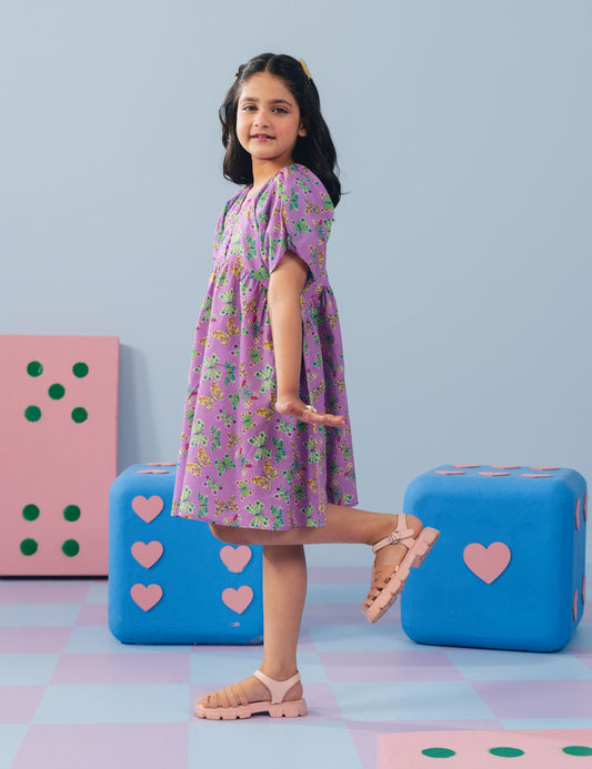 BUTTERFLY PRINTED DRESS