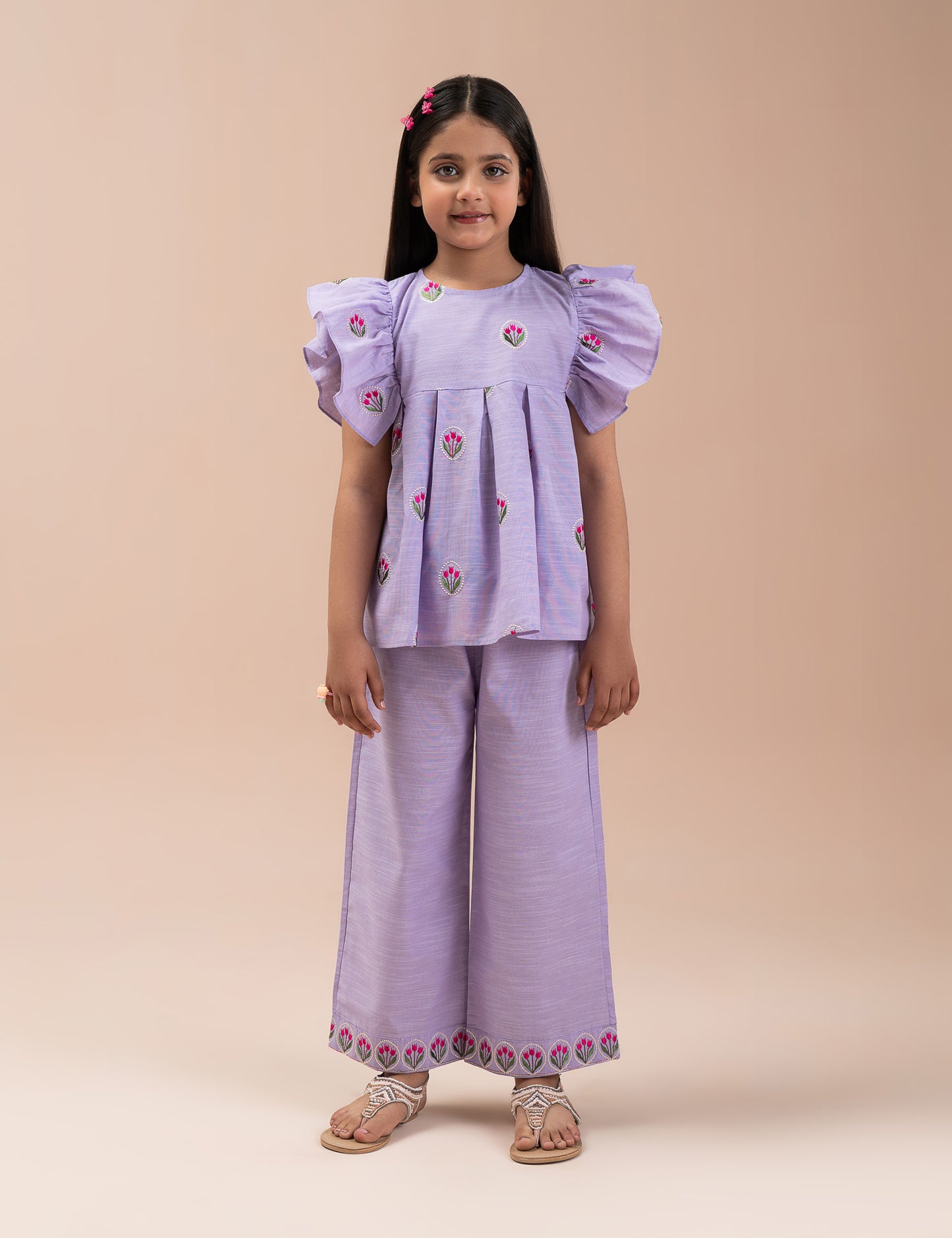 2 PIECE FLORAL EMBROIDERED SUIT