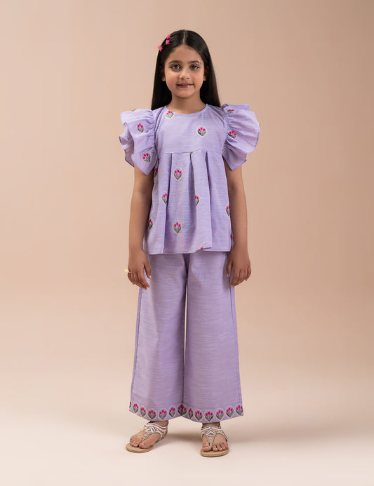 2 PIECE FLORAL EMBROIDERED SUIT