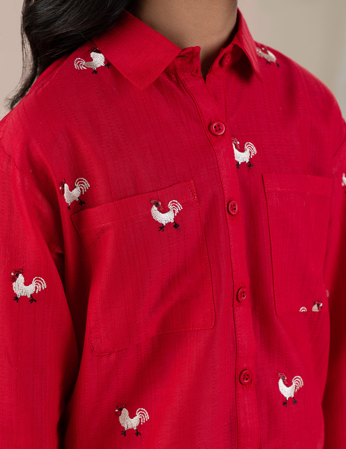 2 PIECE CHICKEN EMBROIDERED SUIT