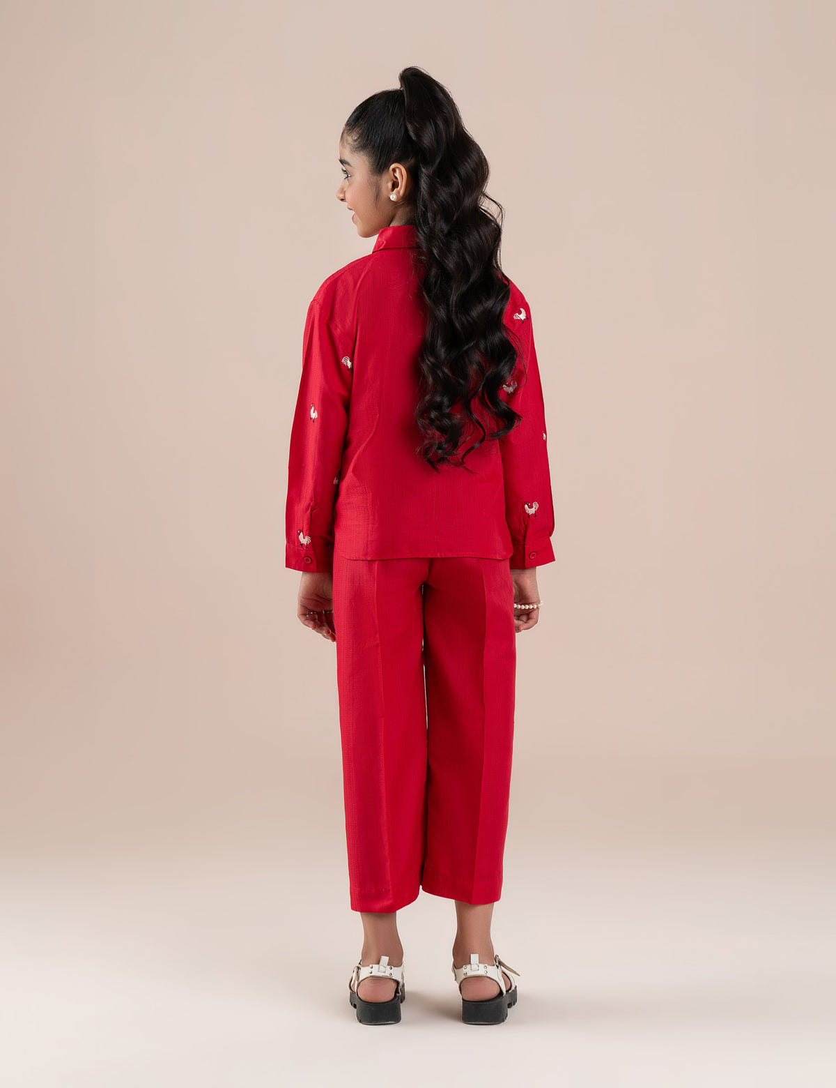 2 PIECE CHICKEN EMBROIDERED SUIT