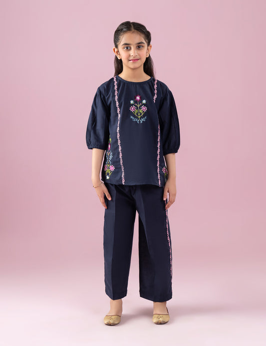 2 PIECE FLORAL EMBROIDERED DRESS