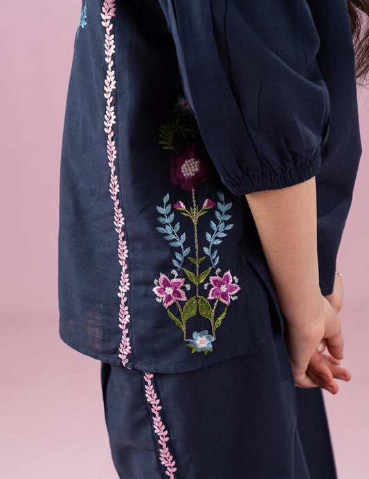 2 PIECE FLORAL EMBROIDERED DRESS