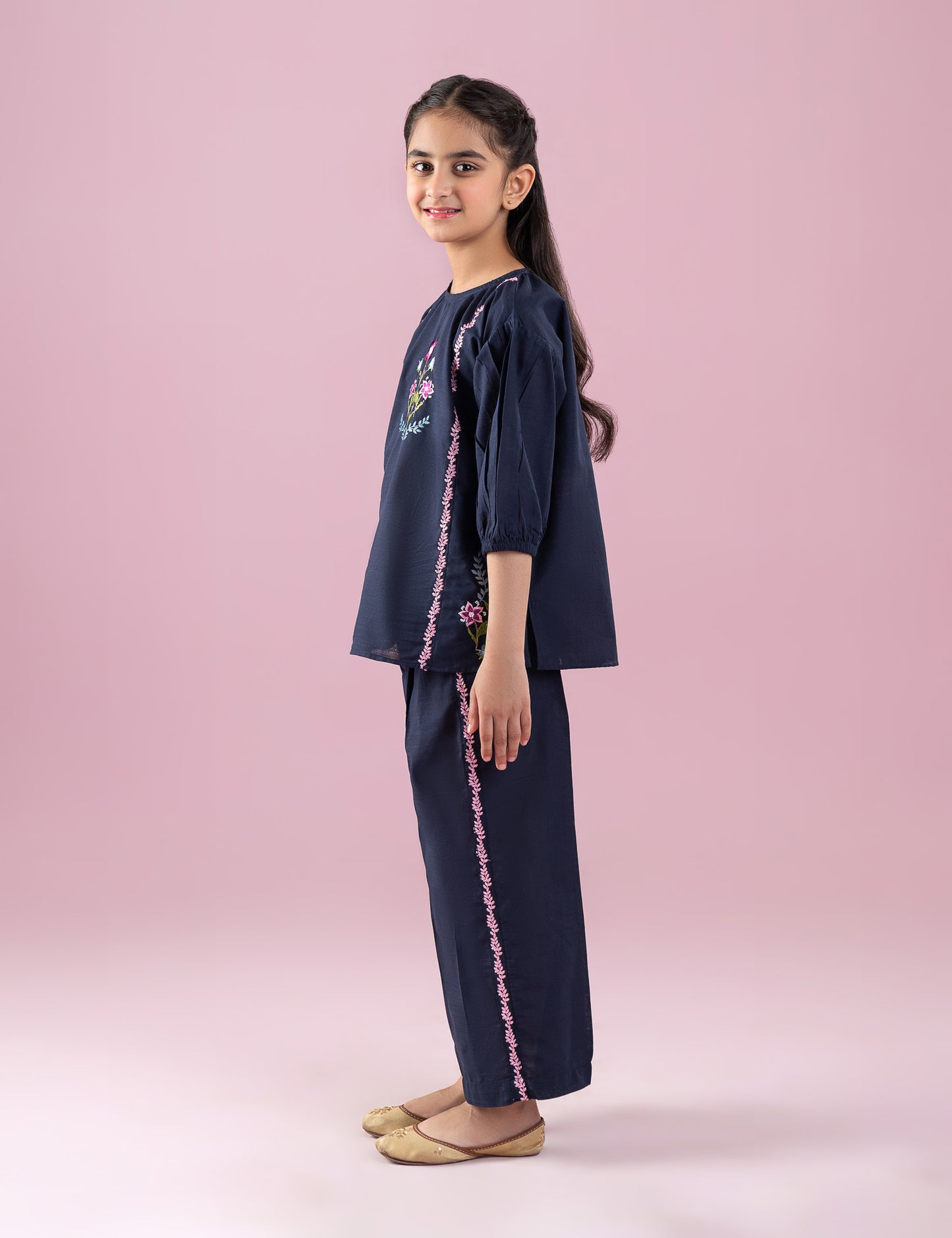 2 PIECE FLORAL EMBROIDERED DRESS