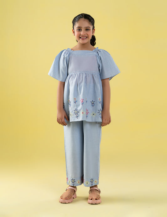 2 PIECE FLORAL EMBROIDERED SUIT