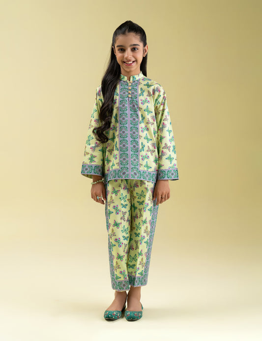 2 PIECE BUTTERFLY PRINTED SUIT