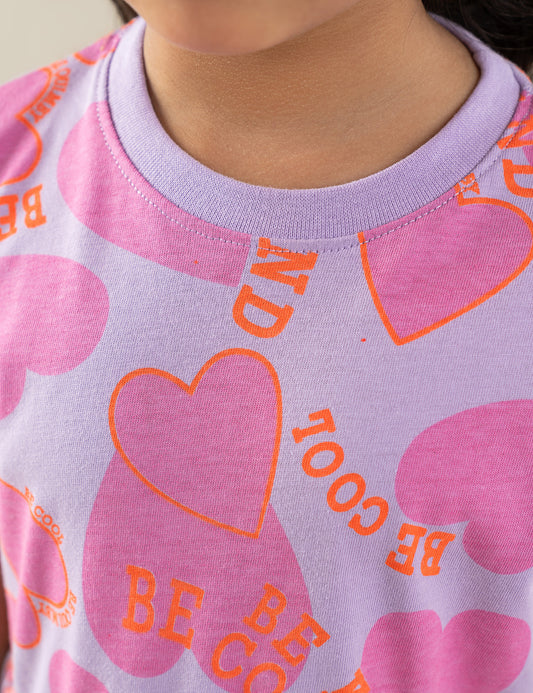 HEART PRINTED TIERED DRESS