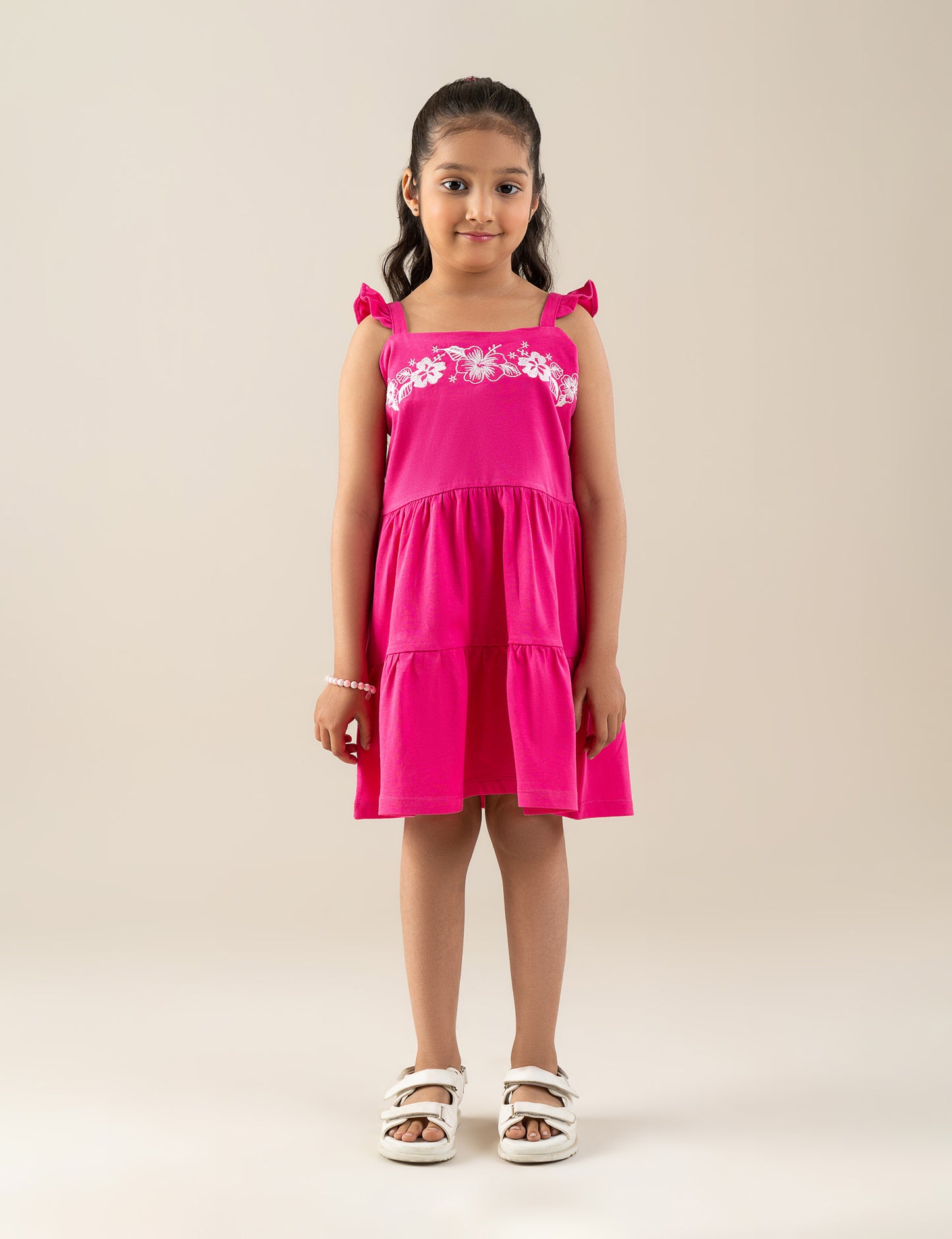 FLORAL EMBROIDERED TIERED DRESS