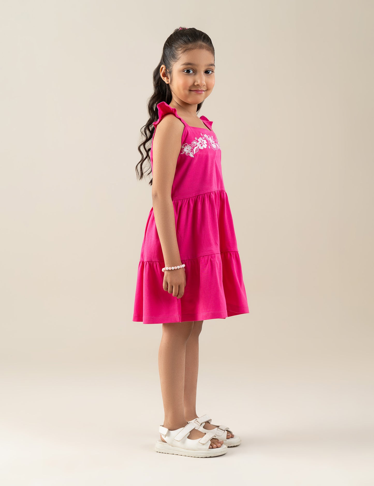 FLORAL EMBROIDERED TIERED DRESS
