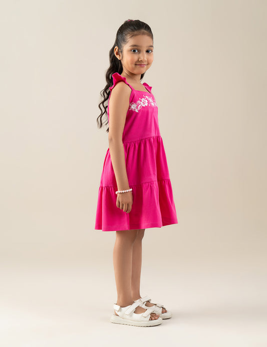 FLORAL EMBROIDERED TIERED DRESS