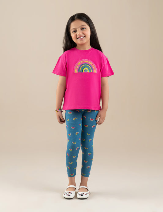 2 PIECE RAINBOW EMBROIDERED SUIT