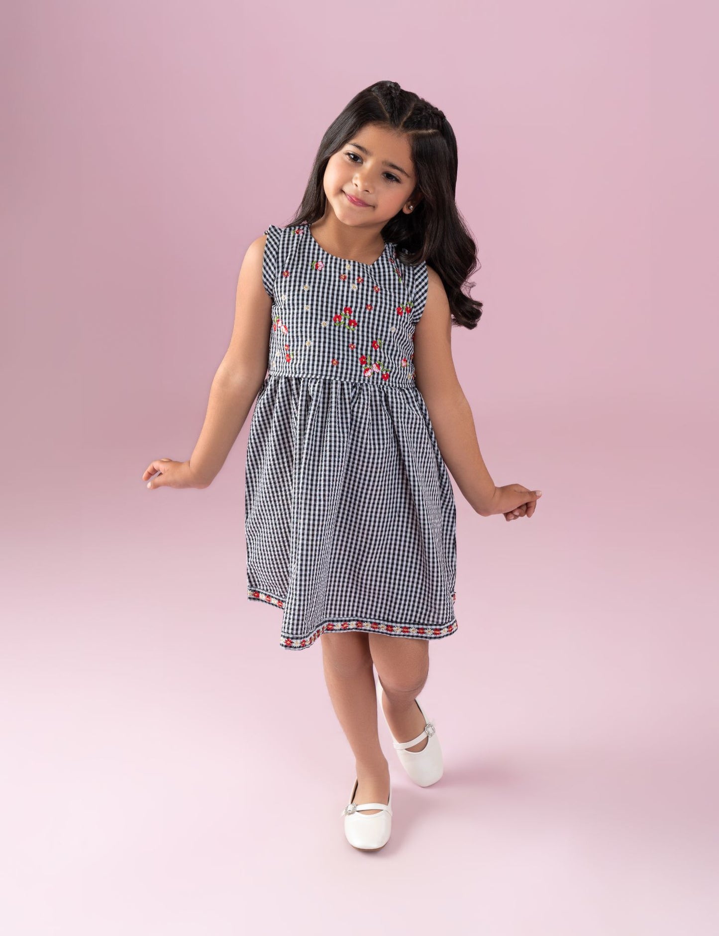 GINGHAM FLORAL DRESS