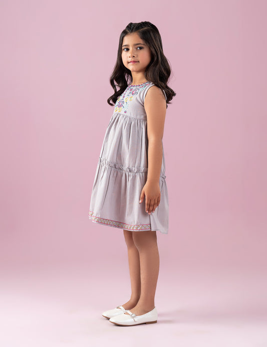 FLORAL EMBROIDERED TIERED DRESS