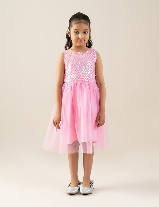 SEQUIN BODICE TULLE DRESS
