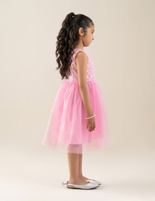 SEQUIN BODICE TULLE DRESS