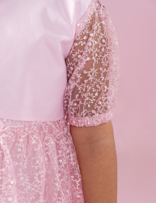 SEQUIN NET DRESS WITH SHRUG