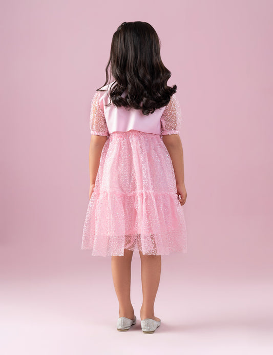 SEQUIN NET DRESS WITH SHRUG