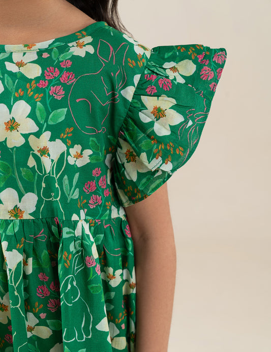 BUTTERFLY PRINTED DRESS