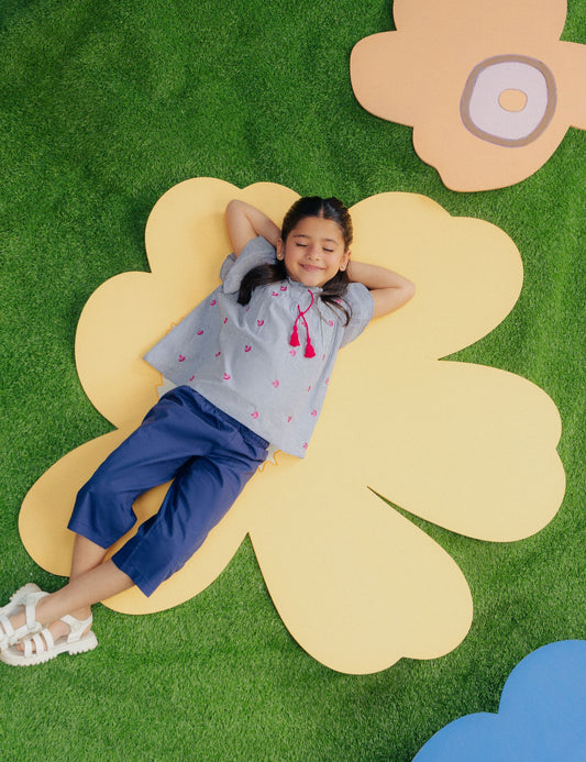 2 PIECE STRIPED EMBROIDERED SUIT