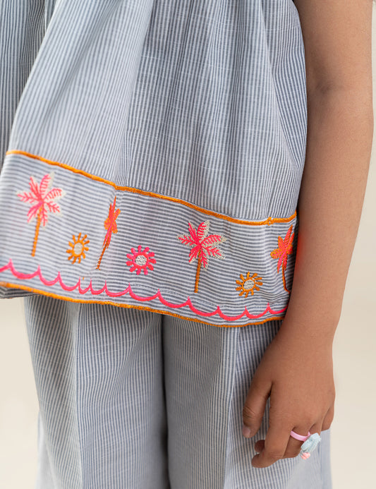 2 PIECE FLORAL EMBROIDERED SUIT