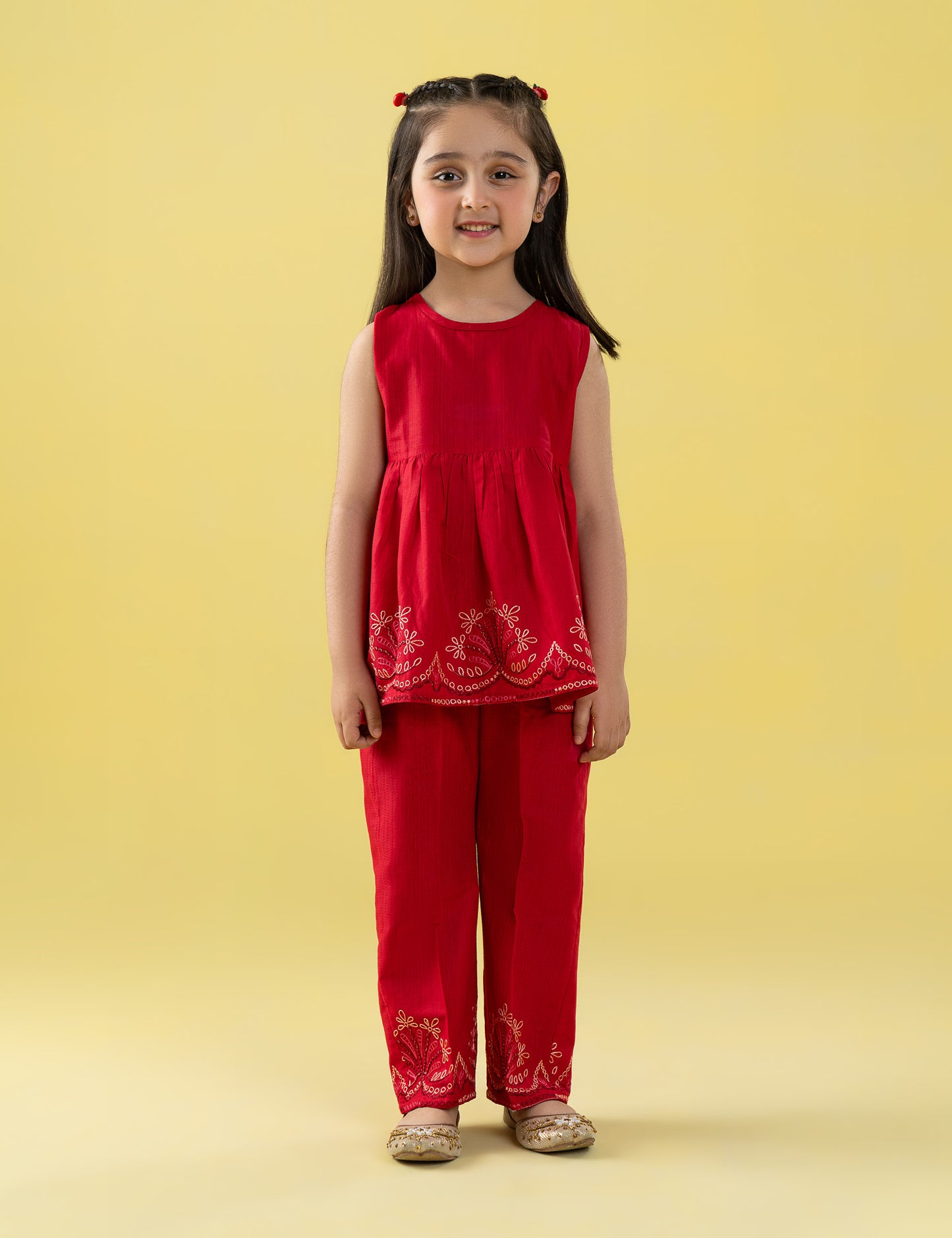 2 PIECE EMBROIDERED SLEEVELESS SUIT